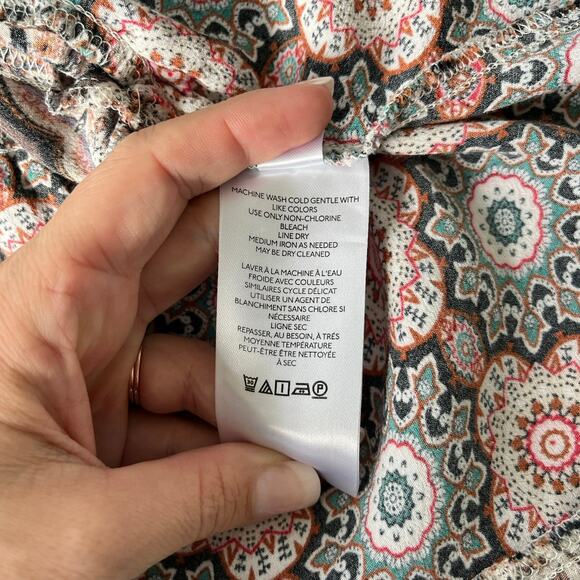 Anthropologie Tiered V-Neck Long Sleeve Floral Printed Boho Peasant Dress Medium - Picture 10 of 12